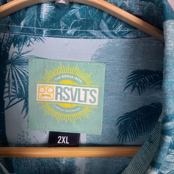 NWOT RSVLTS Men's 2XL Litho Palms Kunuflex All Over Print Short Sleeve - Picture 4 of 10